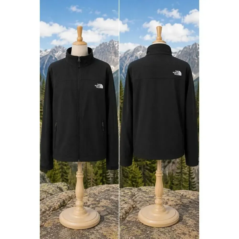 The North Face Fleece Lined Soft Shell Jacket Men’s Large Black Zip Up
